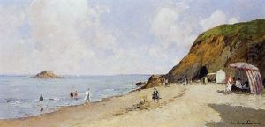Scene De Plage by Paul Emile Lecomte