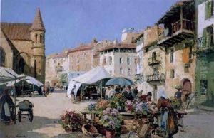 The Flower Market by Paul Emile Lecomte