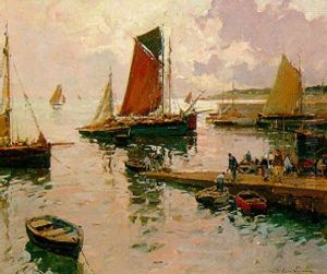 Port De Peche En Bretagne by Paul Emile Lecomte