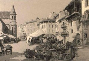 Le Marche Aux Fleurs by Paul Emile Lecomte