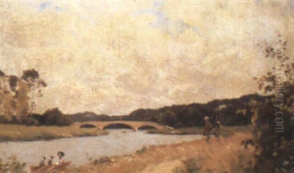 Promeneurs Au Bord De La Riviere - view 1