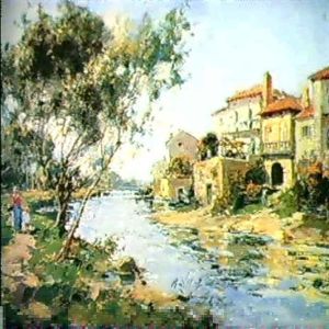A Walk By The Riverside by Paul Emile Lecomte