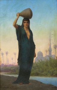 Porteuse Egyptienne D'eau by Emile Charles Hippolyte Lecomte-Vernet