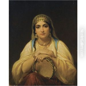 La Femme Au Tambourin by Emile Charles Hippolyte Lecomte-Vernet