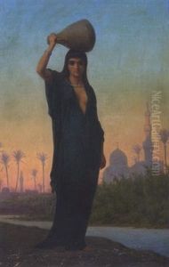 Orientalische Wassertragerin by Emile Charles Hippolyte Lecomte-Vernet