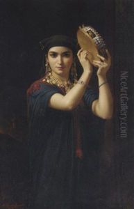 The Tambourine Player by Emile Charles Hippolyte Lecomte-Vernet