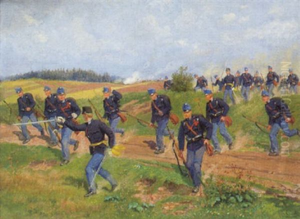 Soldaten In Blauen Uniformen Auf Der Flucht - view 1