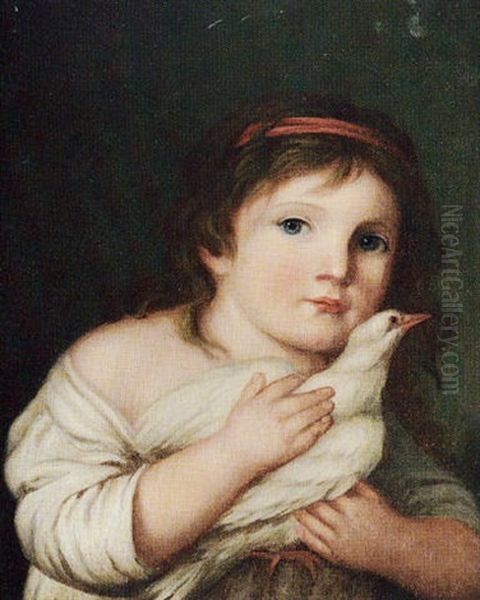 A Young Girl Holding A Dove - view 1