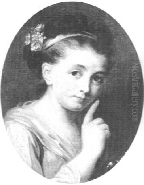 Portrait Of A Young Girl With Flowers In Her Hair - view 1
