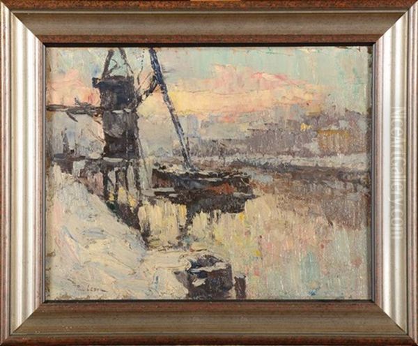 Paysage Au Canal Sous La Neige - view 1