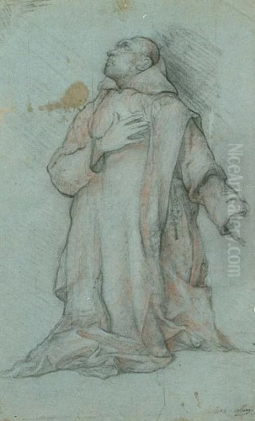 Standing Female Saint With Two Putti Above - view 1