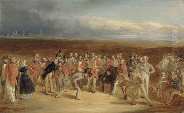 The Finished Sketch For The Golfers: A Grand Match Played On The St. Andrews Links By Sir David Baird, Bt. And Sir Ralph Anstruther, Bt. Of Balcaskie, Against Major Playfair And John Campbell, Esq., Of Glensaddell - view 1