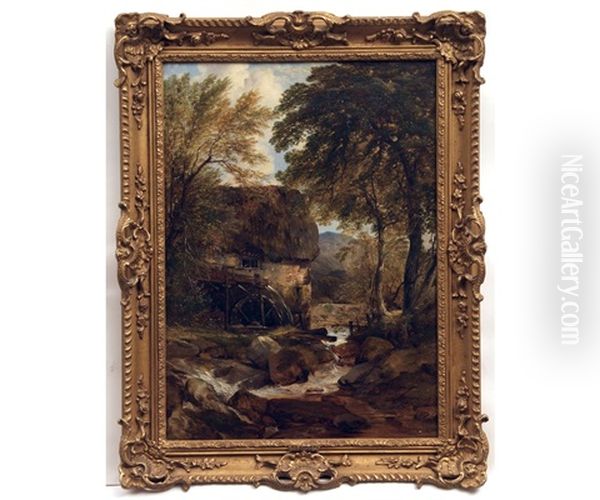 River Scene With Watermill - view 1