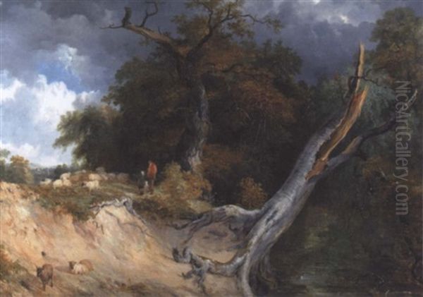 Landscape With Fallen Birch And Shepherd - view 1