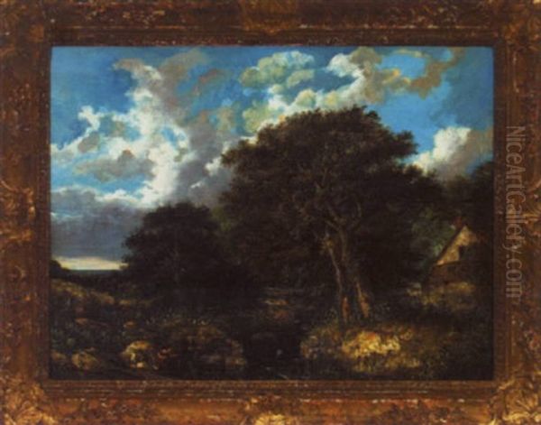 Country Landscape With Children Fishing - view 1