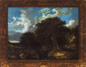 Country Landscape With Children Fishing