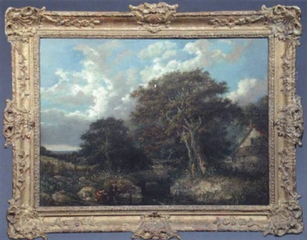 Landscape With Man And Child Fishing - view 1