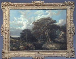 Landscape With Man And Child Fishing by Frederick Richard Lee, R.A.