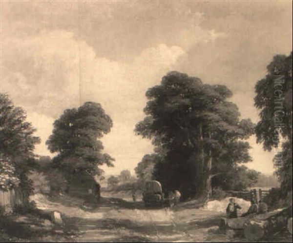 Woodcutters Resting In A Wooded Landscape - view 1