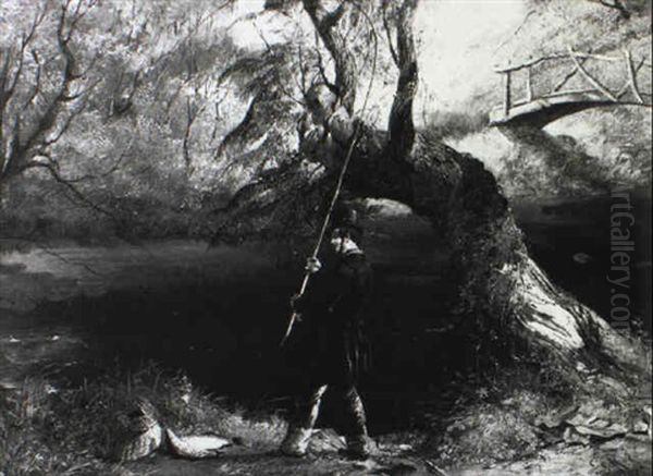 Angler By A Woodland Pool - view 1