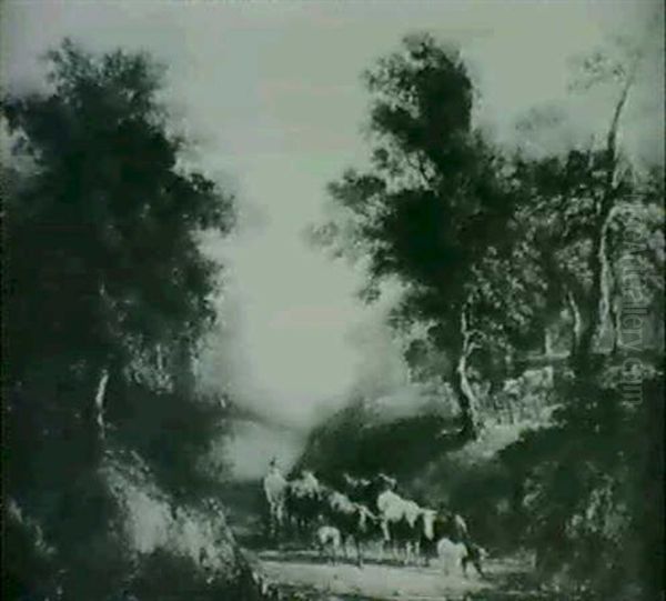 A Drover With Cattle On A Country Track - view 1