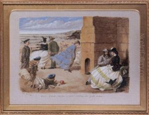 In The Witching Time Of Life - While Charles Prefers A Quiet Corner Out Of The Wind by John Leech