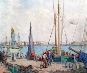 Bringing In Tonny Fish, Brittany by William Lee-Hankey