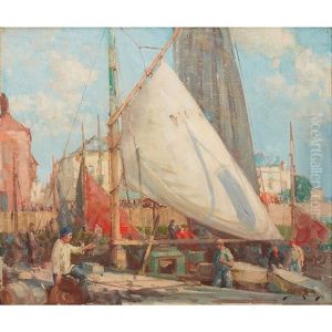 Preparing For Fishing, Honfleur by William Lee-Hankey