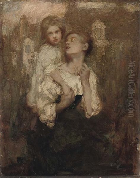 A Mother With A Child On Her Back - view 1