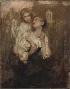 A Mother With A Child On Her Back A Mother With A Child On Her Back