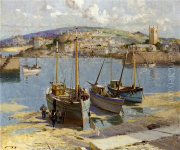 Boats In A Harbour, Cornwall - view 1
