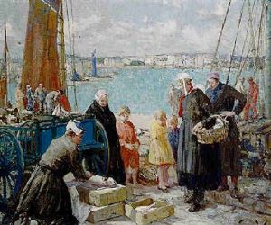 Bretonnes Faisant Leur Marche Sur Le Port De Concarneau