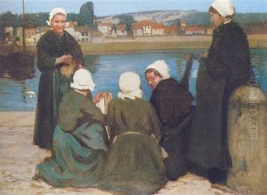 Women On The Qayside, Etaples by William Lee-Hankey