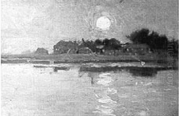 Moonlight On A Riverside Village - view 1