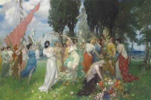 The Spring Festival Of Flora By The Acropolis, Athens by Ferdinand Leeke