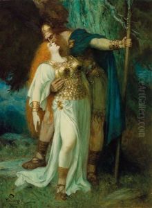 Wotans Abschied Von Brunhilde by Ferdinand Leeke