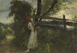 Madchen In Erwartung Ihres Liebhabers by Ferdinand Leeke