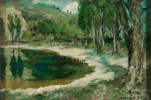 Fruhlingslandschaft Mit Teich - view 1