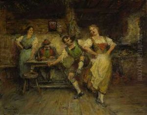 Lustige Unterhaltung In Der Bauernstube by Ferdinand Leeke