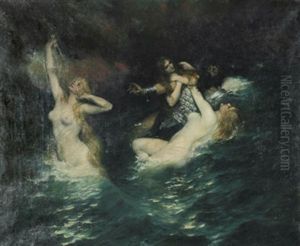 Die Drei Rheintochter Floshilde, Woglinde Und Wellgunde Umgarnen Siegfried (from The Nibelungen) Die Drei Rheintochter Floshilde, Woglinde Und Wellgunde Umgarnen Siegfried (from The Nibelungen)