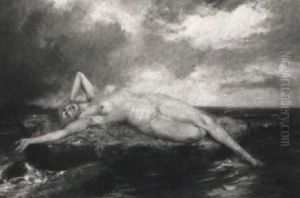 Weiblicher Akt Auf Einem Felsen Im Meer Liegend Weiblicher Akt Auf Einem Felsen Im Meer Liegend