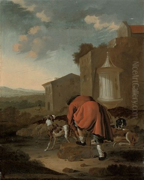 A Huntsman And His Dogs In A Landscape - view 1