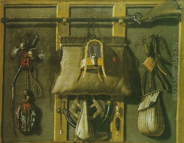 Nature Morte En Trompe-l'oeil Aux Objets De Fauconnerie - view 1