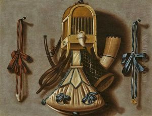 Trompe-l'oeil With A Bird's Cage And Hunting Gear by Johannes Leemans