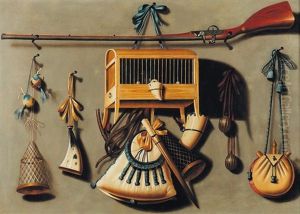 Trompe L'oeil Avec Les Accessoires De La Chasse by Johannes Leemans