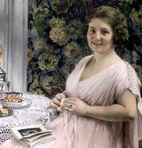 La Lecture (portrait De Mme Jules Grosfils) by Jef Leempoels