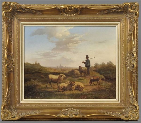 Landschaft Mit Schafhirte, Im Hintergrund Schwanenburg In Kleve - view 1