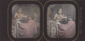 Female Model Draped In A Gossamer Shawl by Auguste Belloc