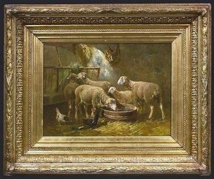 Szenerie Im Schafstall by Cornelis van Leemputten