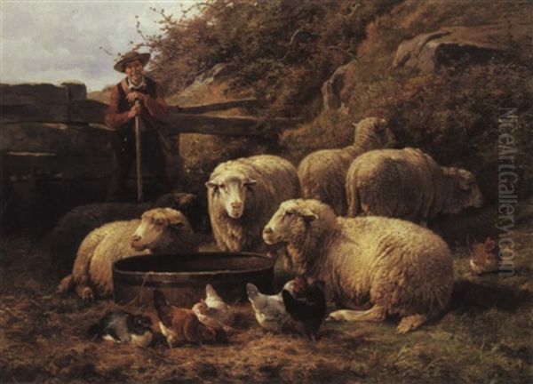 Shepherd With Sheep - view 1